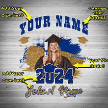 Load image into Gallery viewer, Custom Black Royal-White 3D Graduation Performance T-Shirt