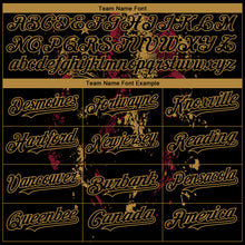 Load image into Gallery viewer, Custom Black Old Gold 3D American Flag Skull Patriotic Authentic Baseball Jersey