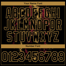 Load image into Gallery viewer, Custom Black Old Gold 3D American Flag Skull Patriotic Authentic Baseball Jersey