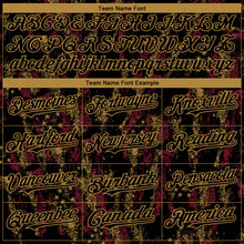 Load image into Gallery viewer, Custom Black Old Gold 3D American Flag Skull Patriotic Authentic Baseball Jersey