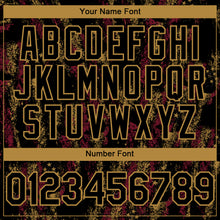 Load image into Gallery viewer, Custom Black Old Gold 3D American Flag Skull Patriotic Authentic Baseball Jersey