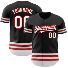 Load image into Gallery viewer, Custom Black White-Red Line Authentic Baseball Jersey