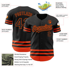 Load image into Gallery viewer, Custom Black Orange Line Authentic Baseball Jersey