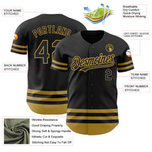 Load image into Gallery viewer, Custom Black Old Gold Line Authentic Baseball Jersey
