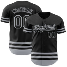 Load image into Gallery viewer, Custom Black Gray Line Authentic Baseball Jersey