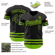 Load image into Gallery viewer, Custom Black Neon Green Line Authentic Baseball Jersey