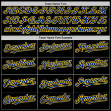 Load image into Gallery viewer, Custom Black Royal-Yellow Line Authentic Baseball Jersey