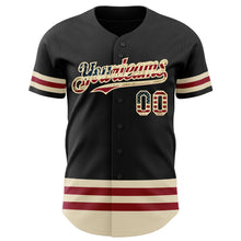 Load image into Gallery viewer, Custom Black Vintage USA Flag-Cream Line Authentic Baseball Jersey