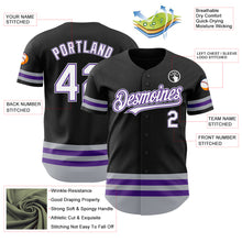 Load image into Gallery viewer, Custom Black Purple-Gray Line Authentic Baseball Jersey