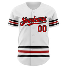 Load image into Gallery viewer, Custom White Red-Black Line Authentic Baseball Jersey