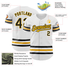 Load image into Gallery viewer, Custom White Black-Gold Line Authentic Baseball Jersey