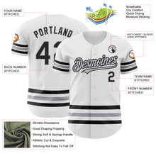 Load image into Gallery viewer, Custom White Black-Gray Line Authentic Baseball Jersey