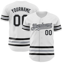 Load image into Gallery viewer, Custom White Black-Gray Line Authentic Baseball Jersey