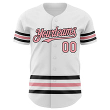 Load image into Gallery viewer, Custom White Medium Pink-Black Line Authentic Baseball Jersey