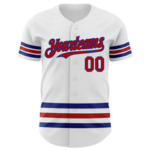 Load image into Gallery viewer, Custom White Red-Royal Line Authentic Baseball Jersey