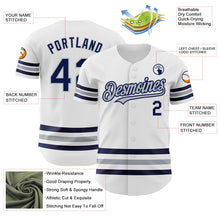Load image into Gallery viewer, Custom White Navy-Gray Line Authentic Baseball Jersey