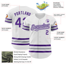 Load image into Gallery viewer, Custom White Purple-Gray Line Authentic Baseball Jersey