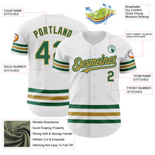 Load image into Gallery viewer, Custom White Kelly Green-Old Gold Line Authentic Baseball Jersey