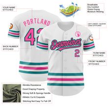 Load image into Gallery viewer, Custom White Pink Black-Teal Line Authentic Baseball Jersey