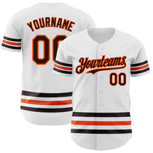 Load image into Gallery viewer, Custom White Brown-Orange Line Authentic Baseball Jersey