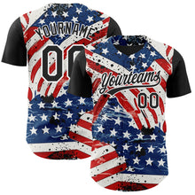 Load image into Gallery viewer, Custom White Black Royal-Red 3D American Flag Patriotic Authentic Baseball Jersey