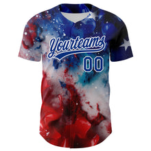 Load image into Gallery viewer, Custom Royal Red-White 3D American Flag Patriotic Authentic Baseball Jersey
