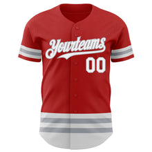Load image into Gallery viewer, Custom Red White-Gray Line Authentic Baseball Jersey
