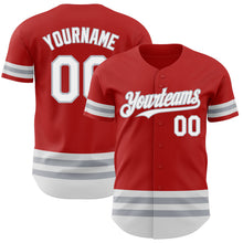 Load image into Gallery viewer, Custom Red White-Gray Line Authentic Baseball Jersey