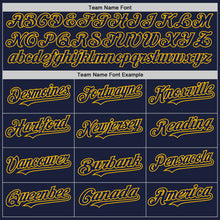 Load image into Gallery viewer, Custom Navy Gold Line Authentic Baseball Jersey