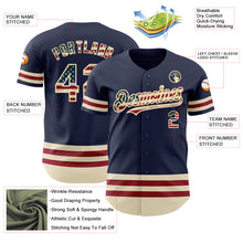 Load image into Gallery viewer, Custom Navy Vintage USA Flag Cream-Maroon Line Authentic Baseball Jersey