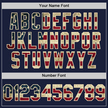 Load image into Gallery viewer, Custom Navy Vintage USA Flag Cream-Maroon Line Authentic Baseball Jersey