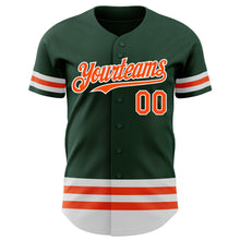 Load image into Gallery viewer, Custom Green Orange-White Line Authentic Baseball Jersey