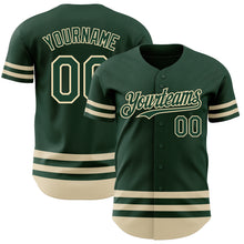 Load image into Gallery viewer, Custom Green Cream Line Authentic Baseball Jersey