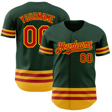 Load image into Gallery viewer, Custom Green Red-Gold Line Authentic Baseball Jersey