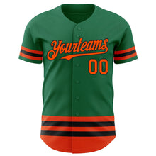 Load image into Gallery viewer, Custom Kelly Green Orange-Black Line Authentic Baseball Jersey