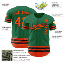 Load image into Gallery viewer, Custom Kelly Green Orange-Black Line Authentic Baseball Jersey