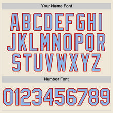 Load image into Gallery viewer, Custom Cream Light Blue-Red Line Authentic Baseball Jersey