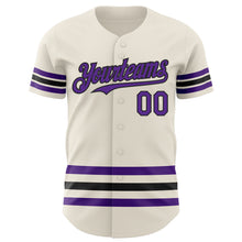 Load image into Gallery viewer, Custom Cream Purple-Black Line Authentic Baseball Jersey