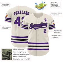 Load image into Gallery viewer, Custom Cream Purple-Black Line Authentic Baseball Jersey