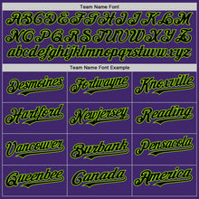 Load image into Gallery viewer, Custom Purple Black-Neon Green Line Authentic Baseball Jersey