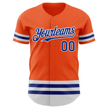 Load image into Gallery viewer, Custom Orange Royal-White Line Authentic Baseball Jersey