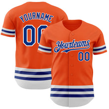 Load image into Gallery viewer, Custom Orange Royal-White Line Authentic Baseball Jersey