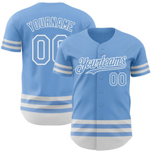 Load image into Gallery viewer, Custom Light Blue White Line Authentic Baseball Jersey