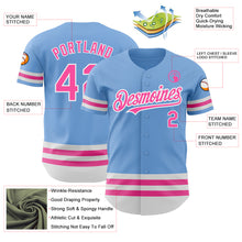 Load image into Gallery viewer, Custom Light Blue Pink-White Line Authentic Baseball Jersey
