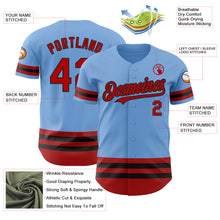 Load image into Gallery viewer, Custom Light Blue Red-Black Line Authentic Baseball Jersey