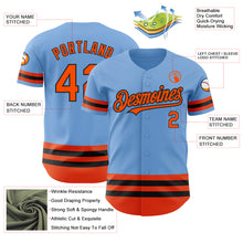 Load image into Gallery viewer, Custom Light Blue Orange-Black Line Authentic Baseball Jersey