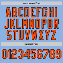 Load image into Gallery viewer, Custom Light Blue Orange-Black Line Authentic Baseball Jersey