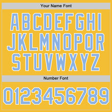 Load image into Gallery viewer, Custom Gold Light Blue-White Line Authentic Baseball Jersey