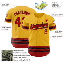 Load image into Gallery viewer, Custom Gold Red-Black Line Authentic Baseball Jersey