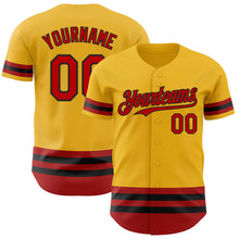 Load image into Gallery viewer, Custom Gold Red-Black Line Authentic Baseball Jersey